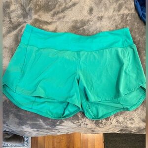 Lululemon High Rise Speed Up Shorts Cascadia Green- 4in.inseam- size 12